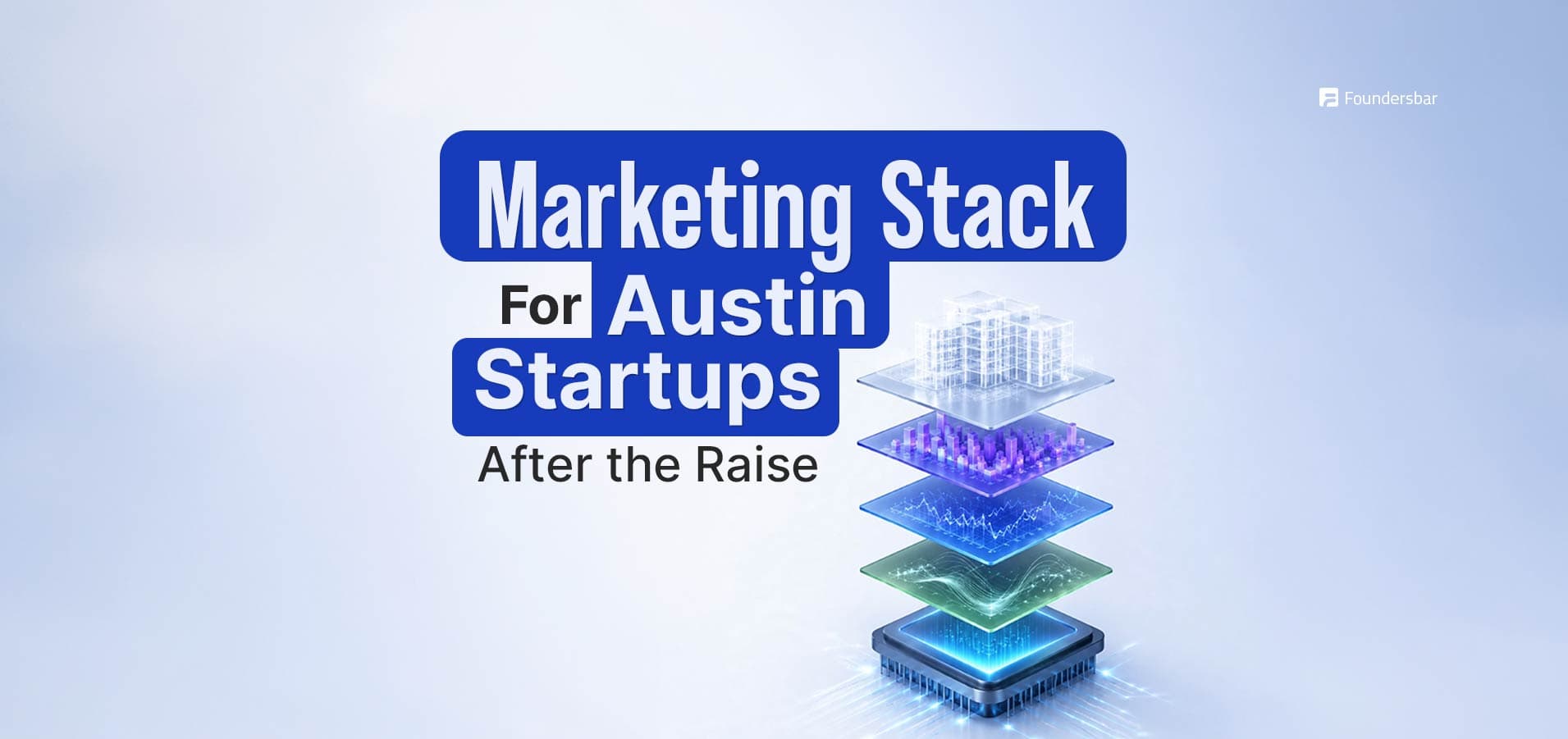 Lean marketing stack for Austin startups after raising funding, including a buyer-focused landing page, product analytics, CRM tracking, and one paid or outbound channel